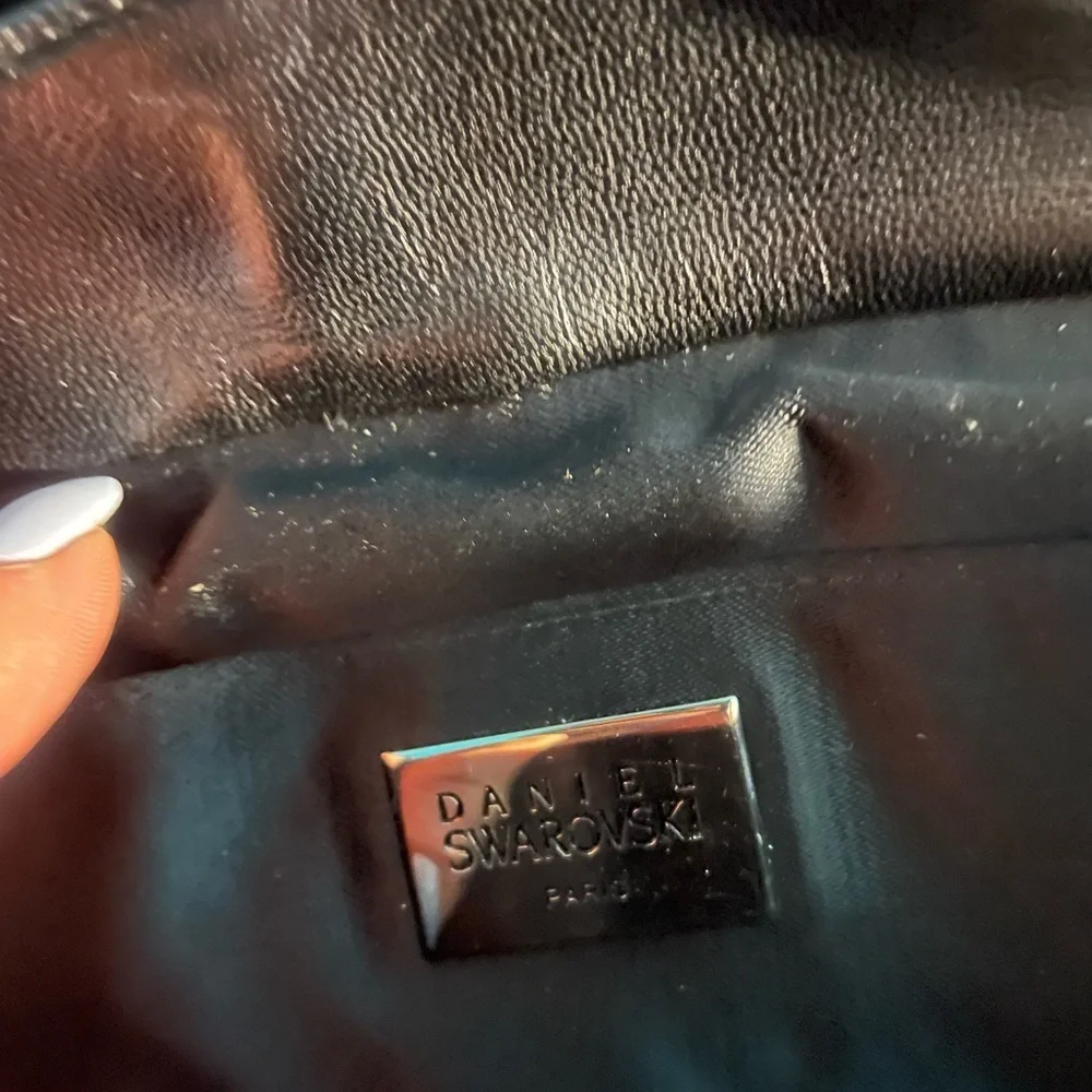 NEW Daniel Swarovski crystal embellished calfskin leather clutch—RARE, Vintage
